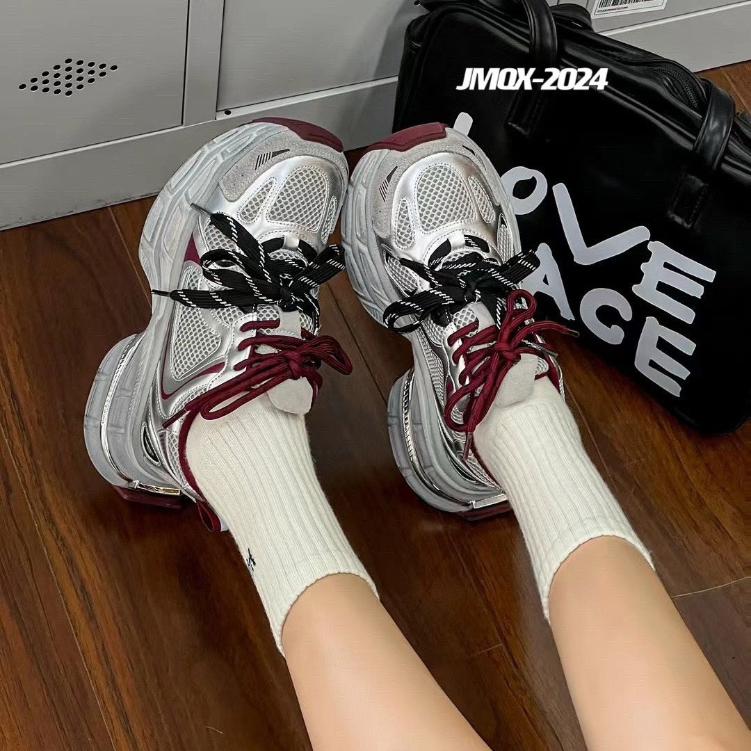 Genuine Leather Thick Bottom Increased Torre Shoes Women's 2025 Spring New Double Shoelaces Old Color-matching Breathable Casual sneaker