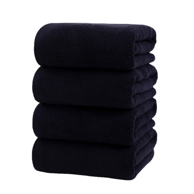 Picture of Wholesale cotton black bath towel increase thick beauty absorbent cotton black towel foreign trade black beach towel logo