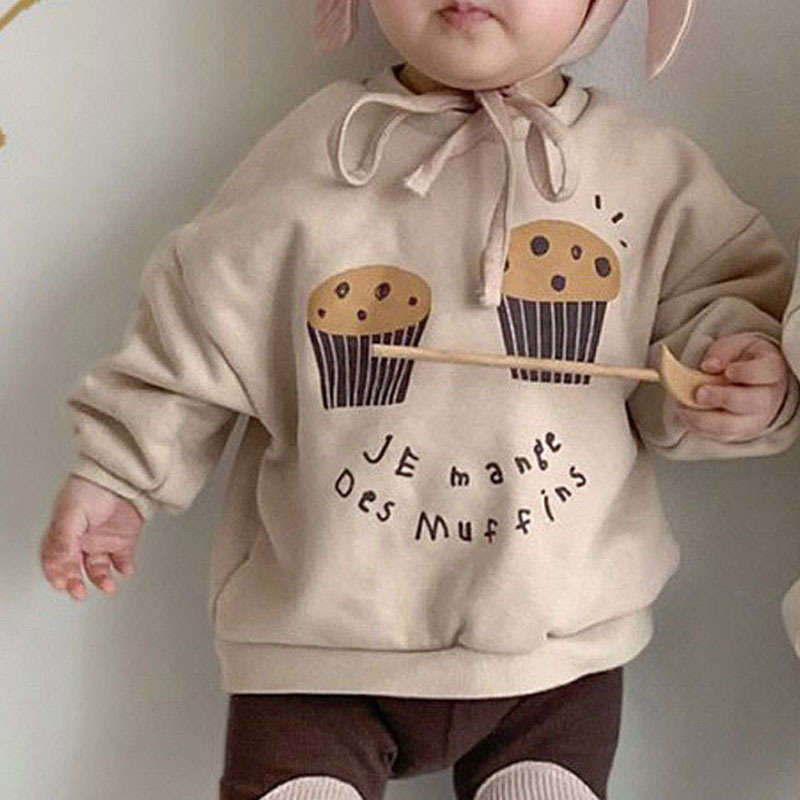 Boys and girls ins children's Korean-style winter New top fashionable cute small cake printed fleece casual sweater