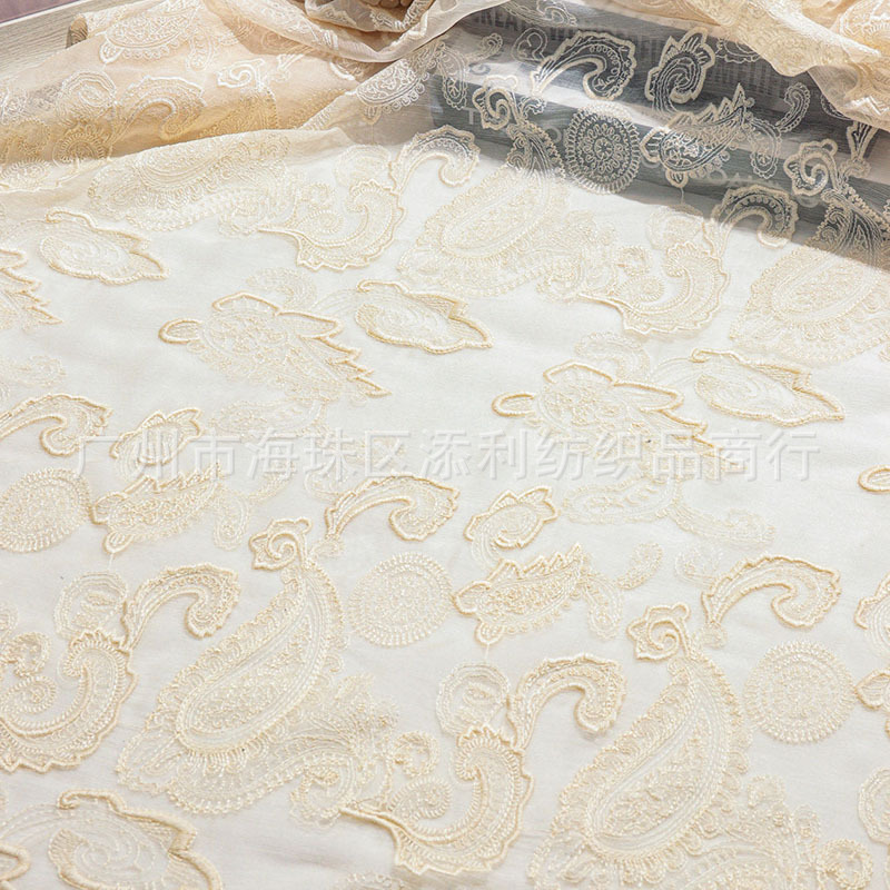 Picture of 2024 New Chinoiserie Monochrome National Style Cashew Flower Embroider Fabric Wedding Dress Clothing Kidsren's Clothing Breathable Fabric