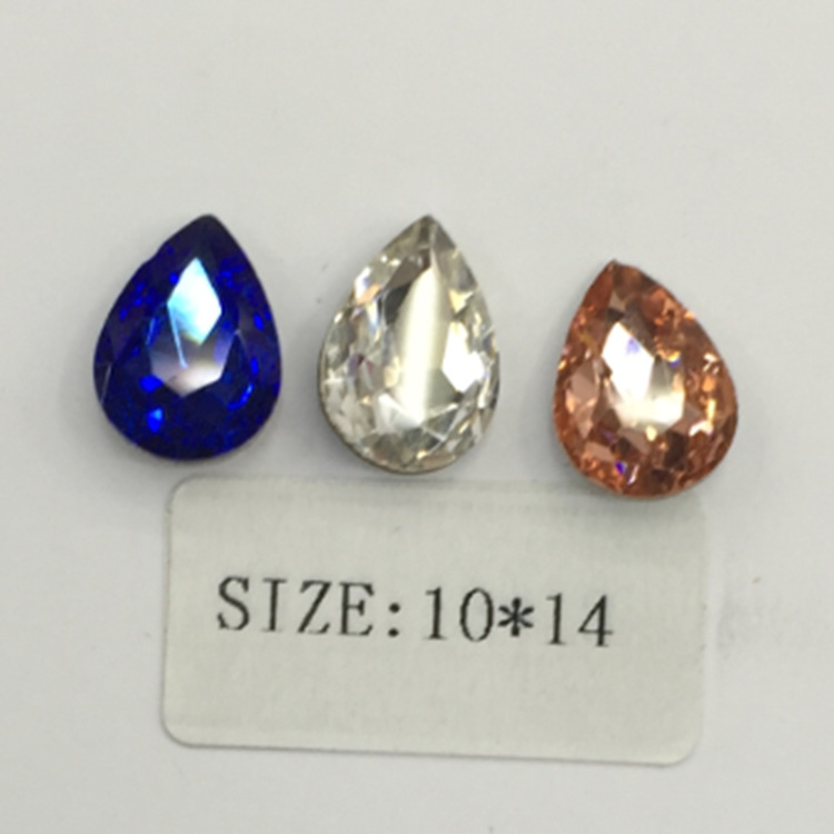 Picture of Factory wholesale 18*25 water drop double hole glass wedding dress diamond diy hair accessories shoes accessories beads in stock