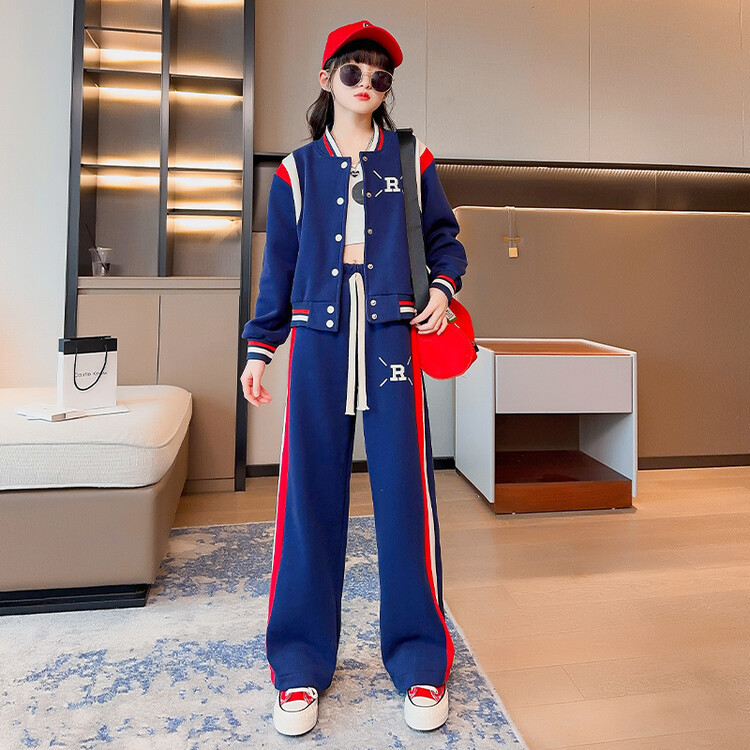 Picture of Girls' suit Autumn 2025 New Western Style Children's Korean Leisure Spring and Autumn Cardigan Sports Two-piece Set