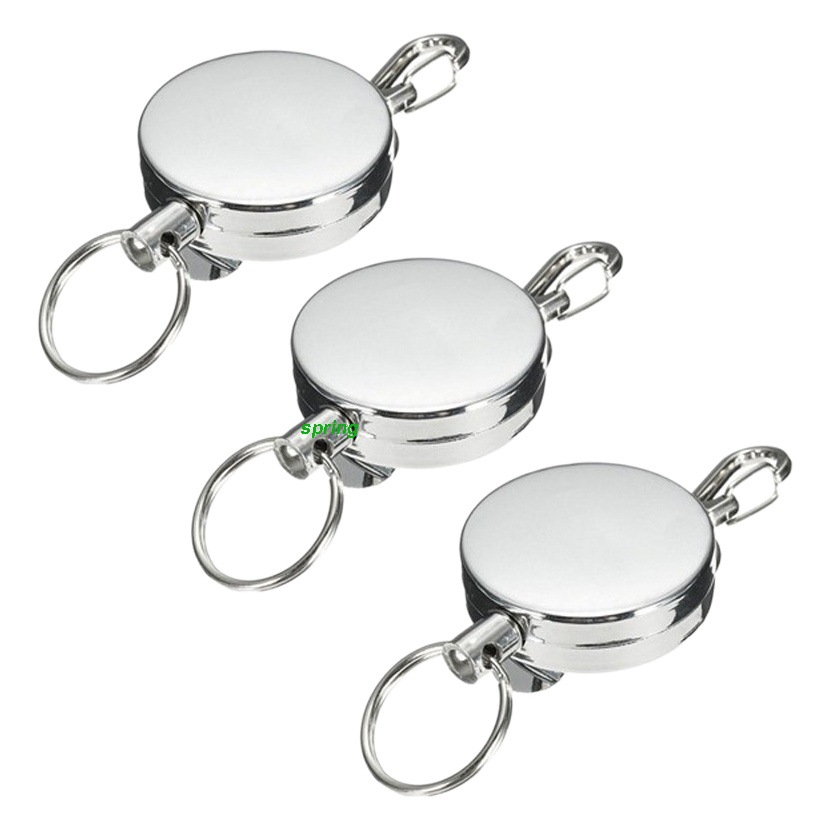 Cross-Border Hot-Selling 4cm All-Metal Easy-Pull Buckle Easy-Pull Wire Rope Wire Puller Anti-Lost Outdoor Telescopic Keychain