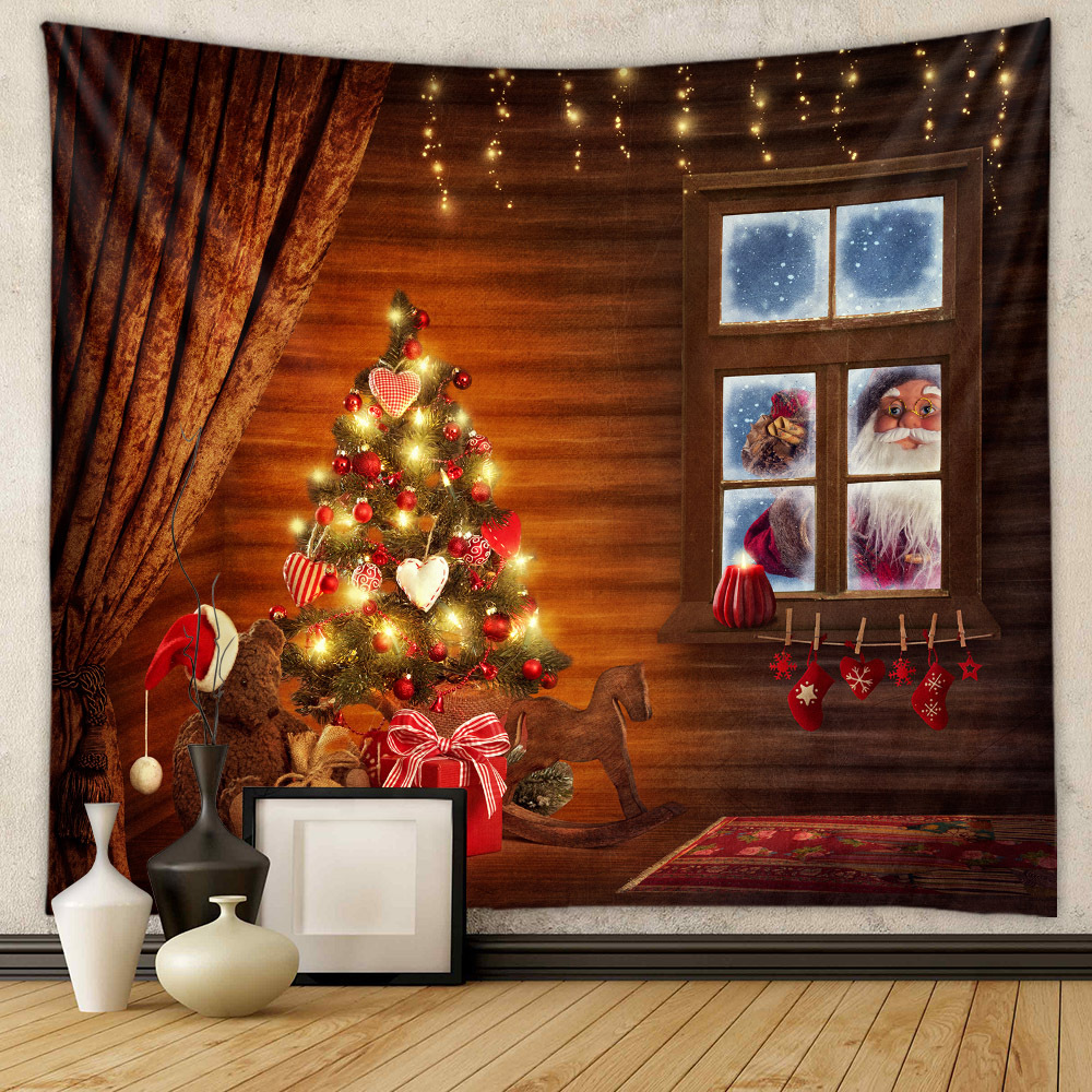 Picture of Christmas Tree Tapestry Room Decorative Wall Cloth Ins Wind Hanging Cloth Cross Border Home Bohemian Tapestry Christmas Tapestry