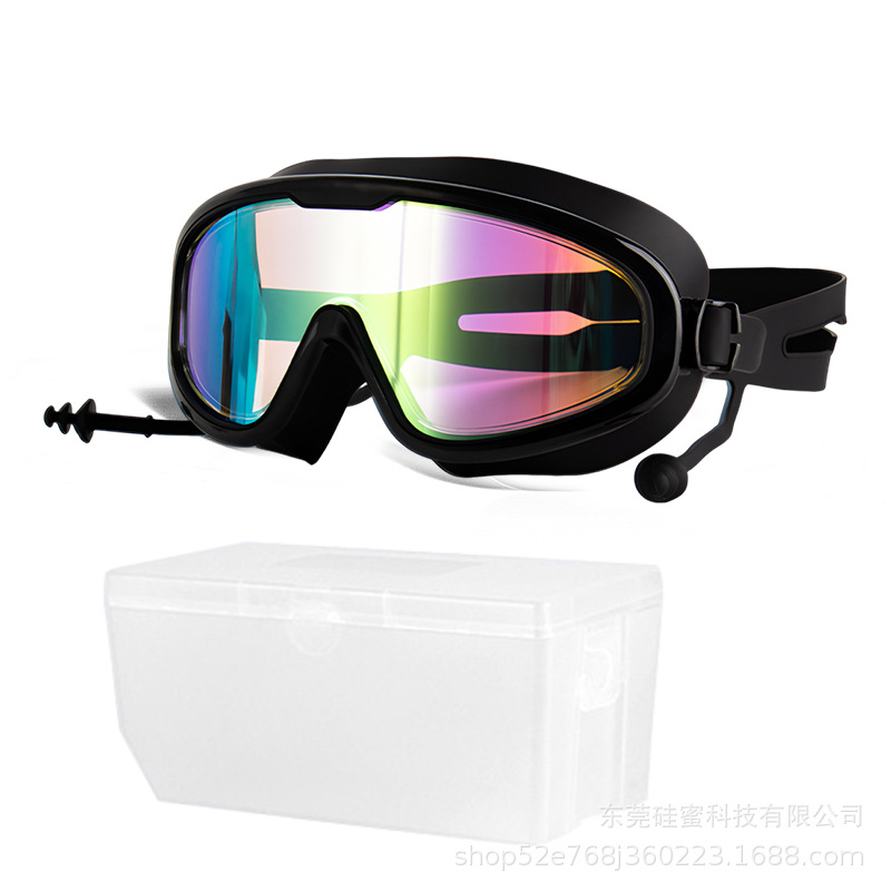 Picture of Swimming Goggles Hd Large Frame Adult Swimming Goggles Waterproof and Anti-Fog Swimming Goggles Swimming Goggles Earplugs All-In-One Training Wholesale
