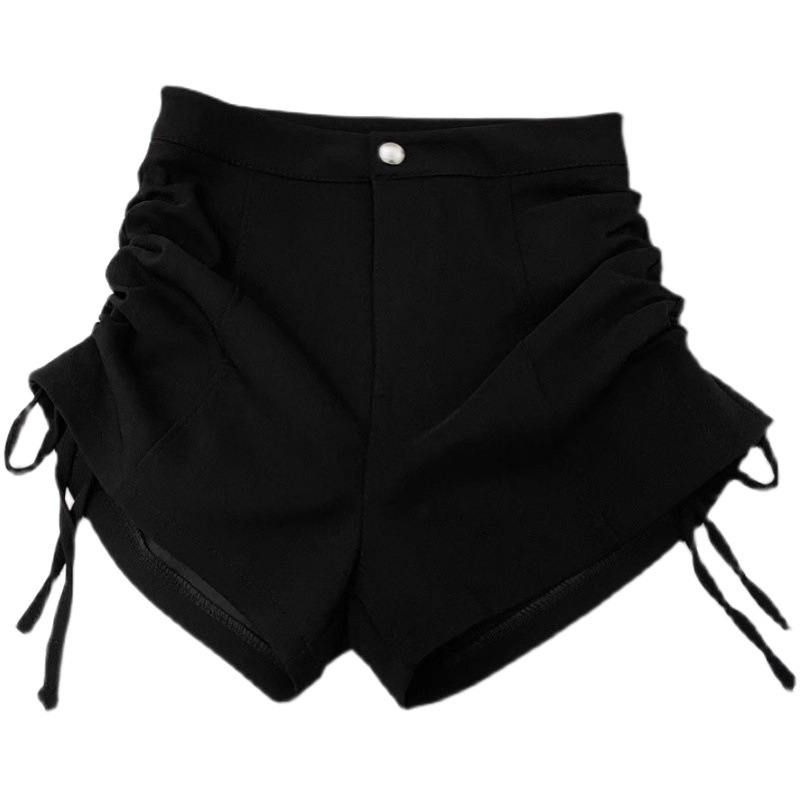 Bilateral lace-up women's summer thin casual plus size pear-shaped high waist slimming design hot pants for hot girls