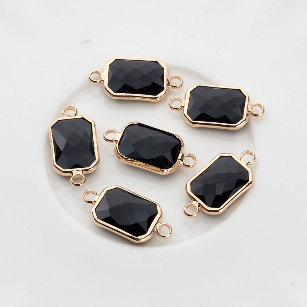 Picture of Copper-covered rectangular crystal cut double pendant small pendant production pendant earring accessories material wholesale