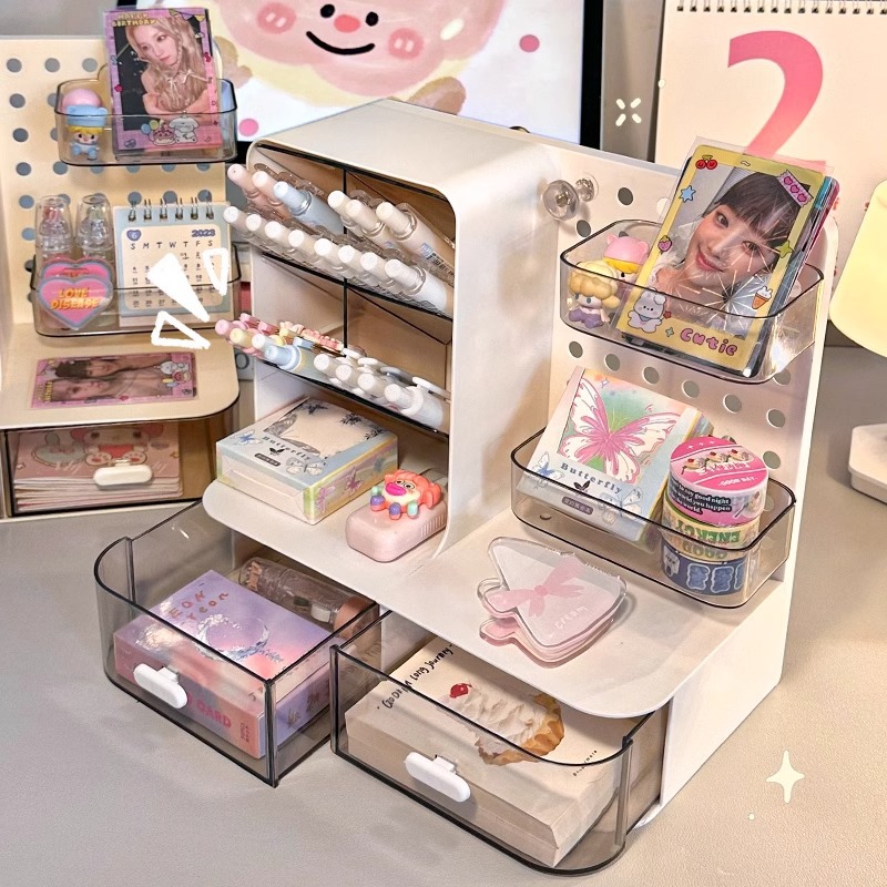 Multi-layer Multi-functional Desktop Pen Holder Storage Box Student Dormitory Ins Sundries Large Capacity Internet Celebrity Girl Storage Rack