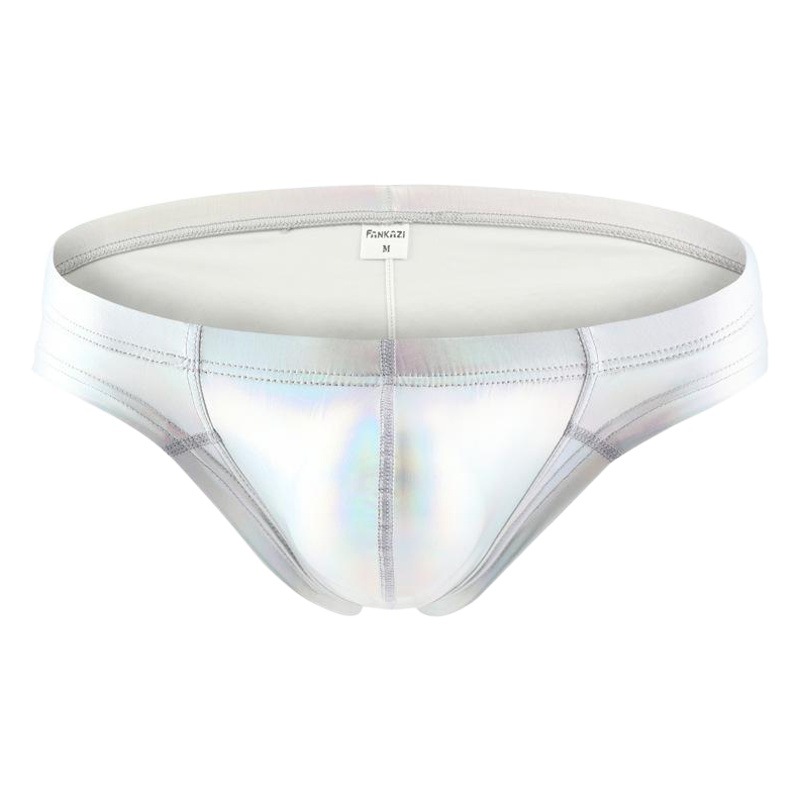 Factory wholesale wrinkle small boxer bronzing U convex sexy nylon Ice Silk men's underwear low waist high elastic underwear