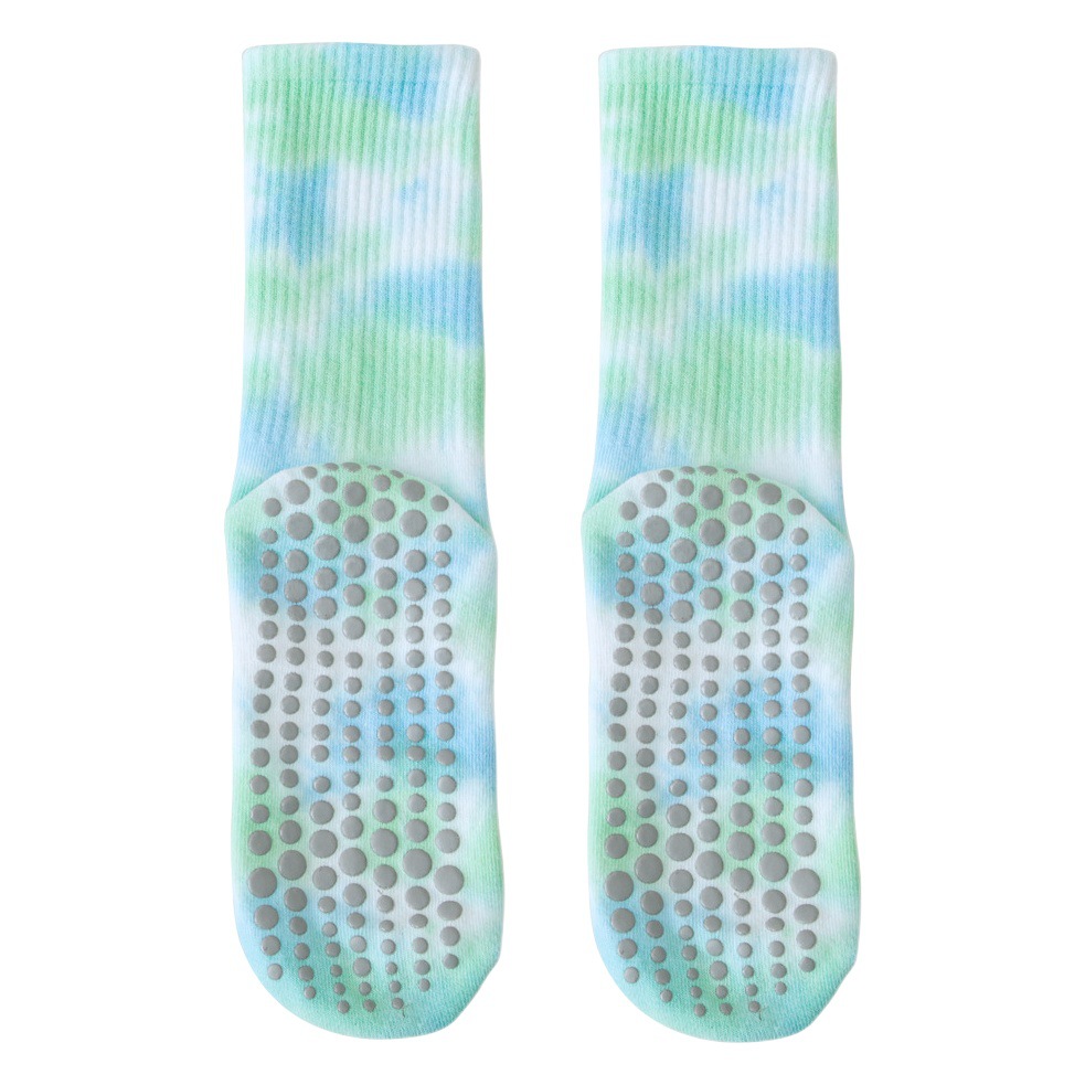 Socks Women's Mid-Calf Pilates Non-Slip Socks Cross-Border Tie-Dye Yoga Socks Sweat-Absorbent Floor Cotton Socks Mid-Calf Socks Home Socks