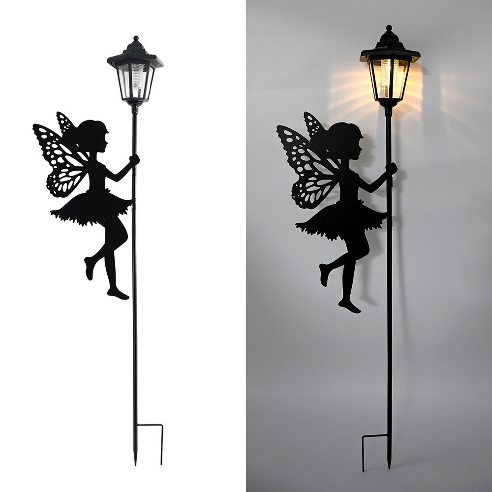 Cross-Border New Product Solar Garden Lamp Metal Crafts Outdoor Landscape Courtyard Lamp Ground Plug Elf Fairy Ornaments