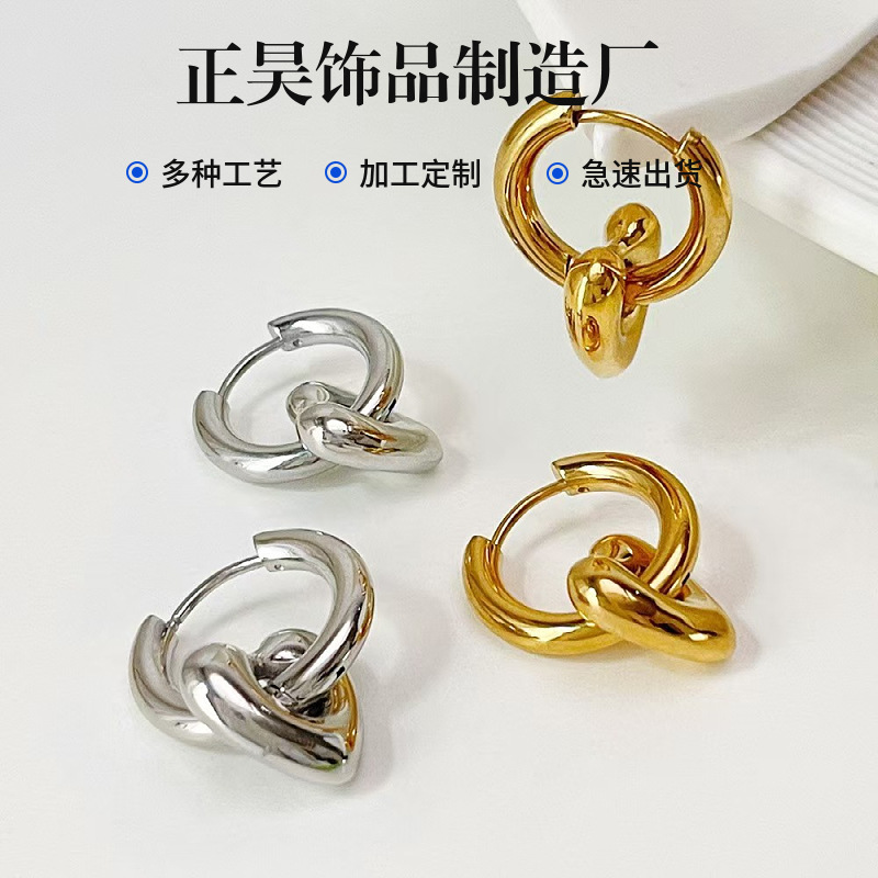 Picture of European and American Cross-border E-commerce Amazon Same Titanium Steel Earrings Women's Plus Pendant Earrings Stainless Steel Star Earrings