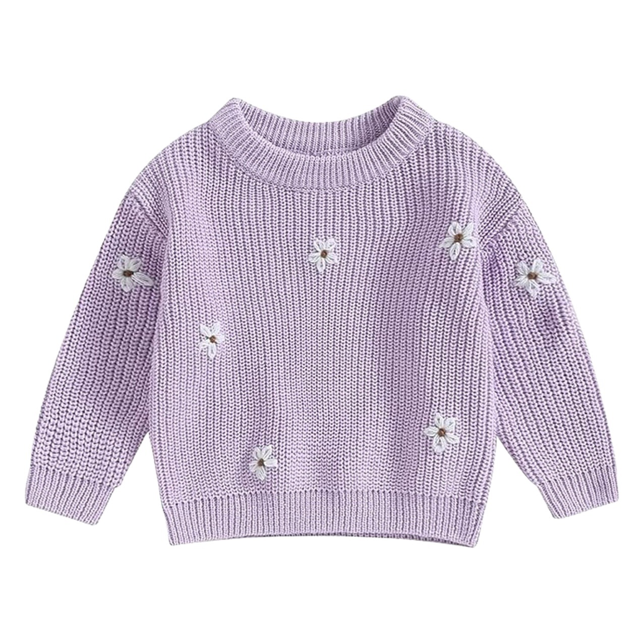 Ready-Made Hand-Embroidered Flower Cross-Border Pure Cotton Baby Knitwear Category a Autumn and Winter Bottoming Long-Sleeved Baby Girl Pullover Knitwear