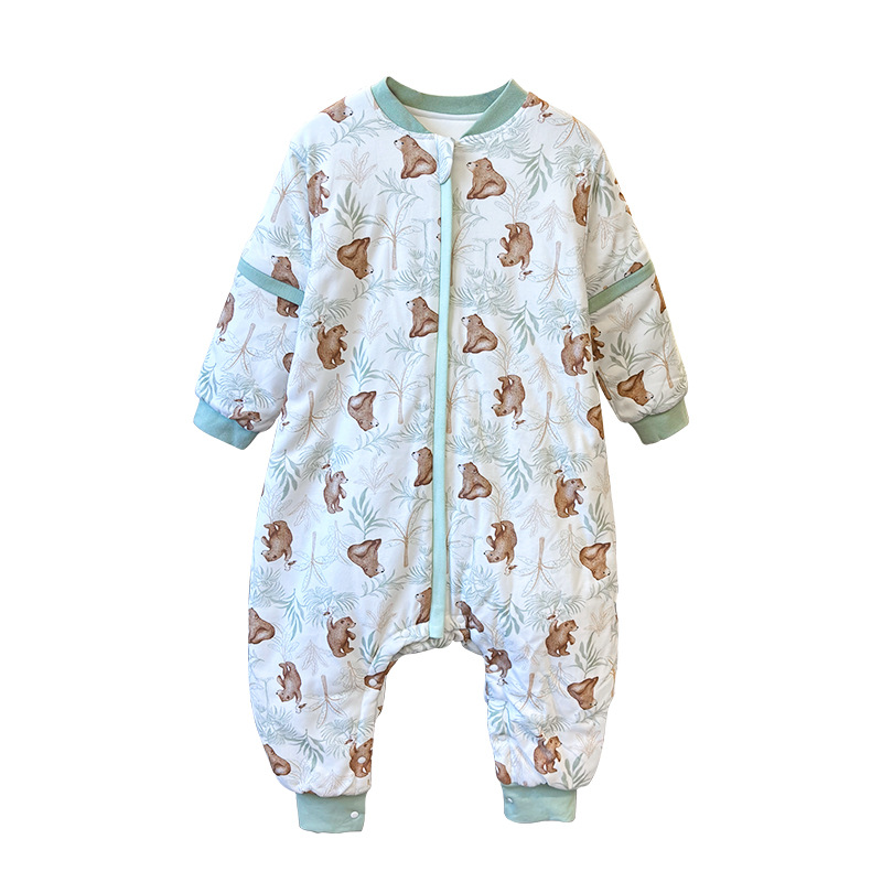 Picture of Baby Sleeping Bag Spring and Autumn Constant Temperature Detachable Sleeve Kick-proof Sleeve 1-6 Year Old Baby Leg Pajamas Air-conditioned Room Jumpsuit