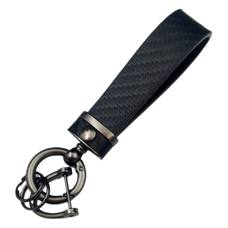 Carbon Fiber Car Keychain Carbon Fiber Pattern Leather Keychain Fashionable Key Ring Wholesale Exquisite Gift Creative Design
