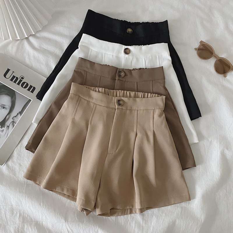 Picture of White Casual Suit Shorts for Women 2024 New Summer Thin Small High-Waist Slim A-Line Wide-Leg Hot Pants
