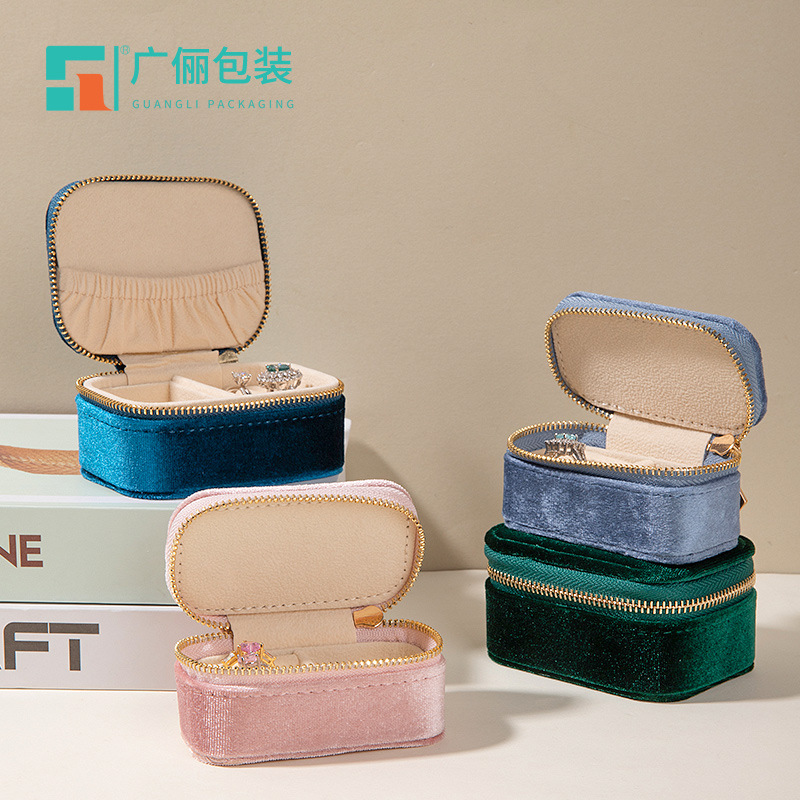 Velvet Jewelry Storage Bag Large Capacity Handheld Jewelry Zipper Bag Ring Pendant Necklace Packaging Storage Jewelry Box