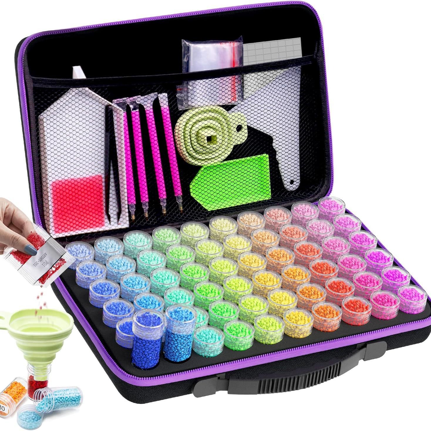 Picture of DIY diamond painting tool 60/120/240 grid drill bottle portable storage bag suit foreign trade new drill