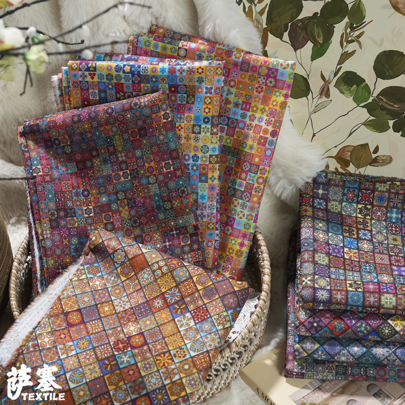 Retro Series Digital Printed Pure Cotton Handmade 20-Count Plain Fabric Patchwork DIY Cloth 20*20/60*60