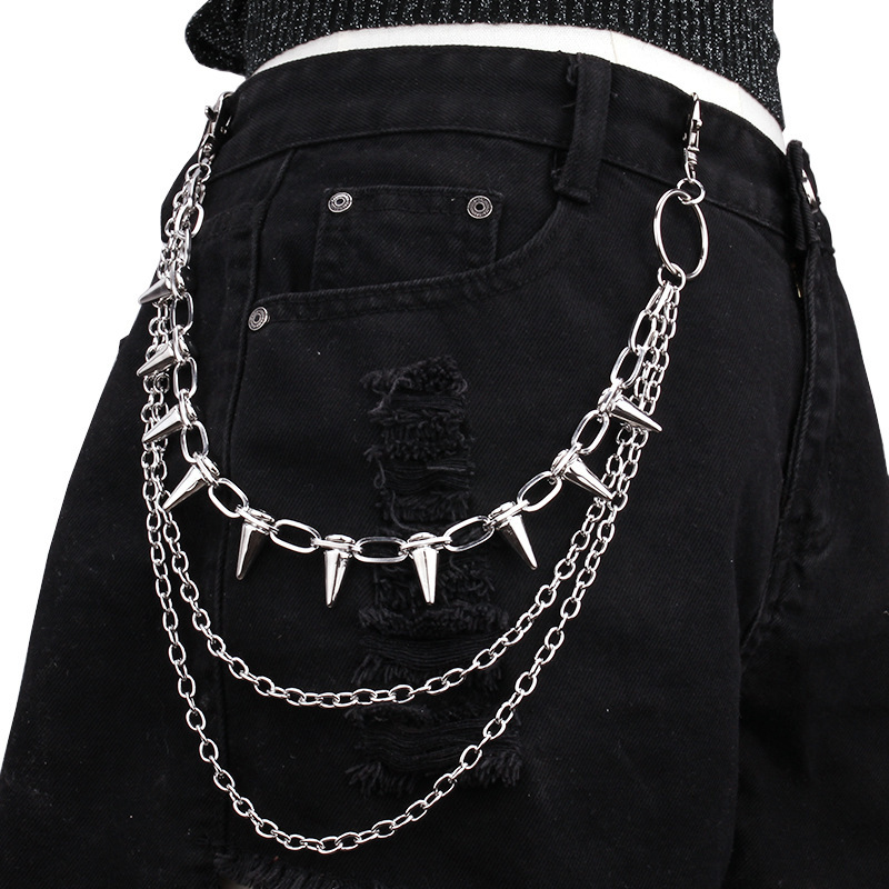 European and American Gothic Dark Punk Rivet Chain Double-Layer Pants Chain Trendy Hip-Hop Pendant Exaggerated Waist Chain Bag Chain Decoration