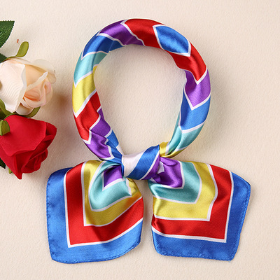 Picture of Small Square Scarf Korean Professional Silks and Satins Versatile Bank Stewardess Train Member Business Fashion Decorative Women's Scarf