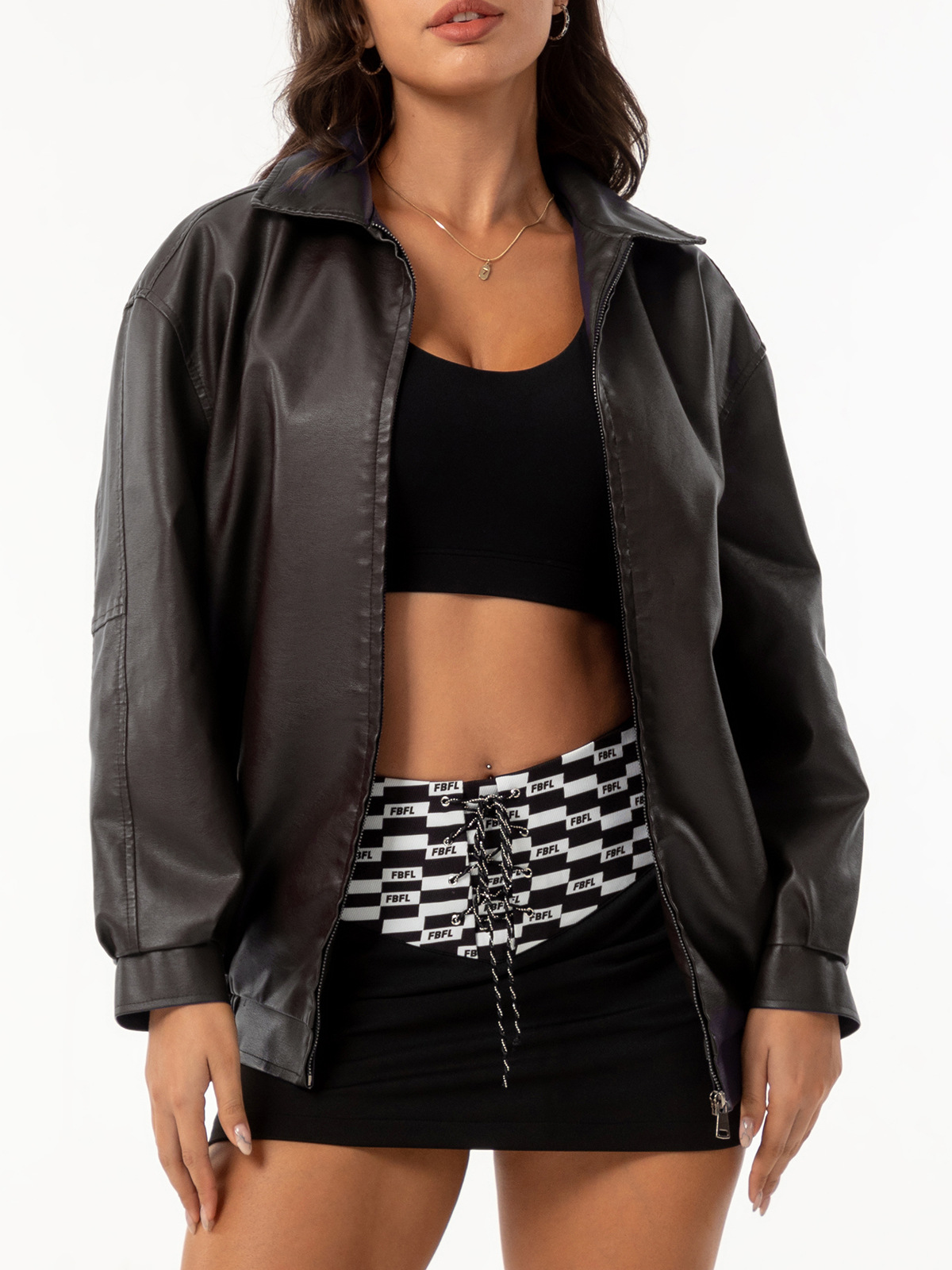 Picture of Fine leather jacket high-grade beautiful popular loose leather jacket sexy versatile spring and autumn leather jacket