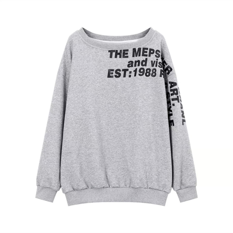 Picture of Huamian Composite American Style 2025 Spring and Autumn New Asymmetrical Shoulder Sweatshirt for Women, Fashionable Loose Lazy Style Casual Top Trend