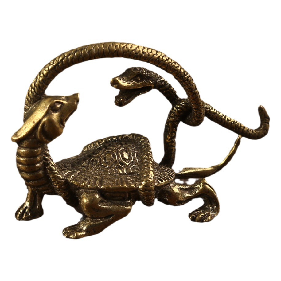 Tang Teng Brass Four Mythical Beasts Green Dragon Suzaku White Tiger Xuanwu Copper Carving Ornaments Tea Pet Animal Crafts Small Ornaments