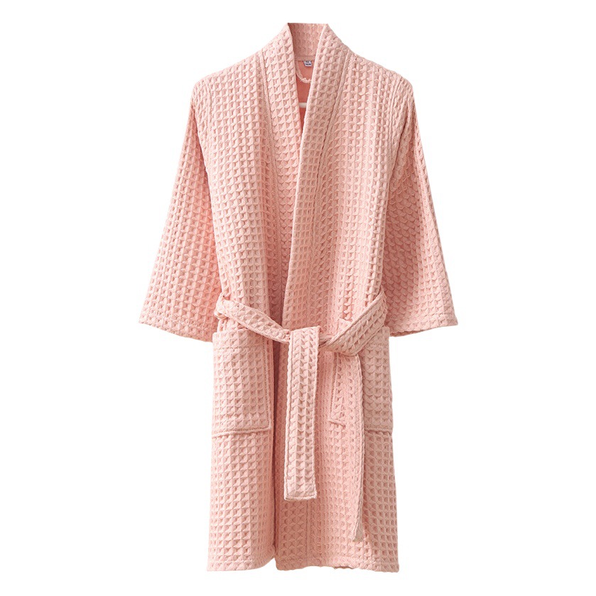 Cotton Children's Double-Layer Waffles Bathrobe Unisex Parent-Child Bathrobe Home Clothes Nightgown for Cross-Border Swimming Pool