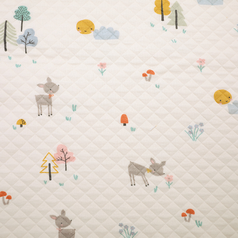 Picture of Original White Diamond Lattice Jacquard Air Layer Printed Baby Quilted Fabric Baby Jumpsuit Sleeping Bag Quilted Fabric