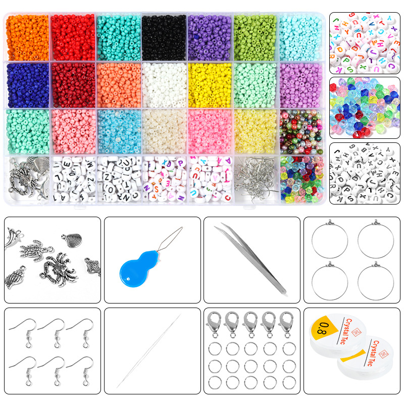 Picture of Amazon Hot Sale 24 Grid Multi Style Letter Beads Boxed Color Beads Handmade Set with Accessories diy Material