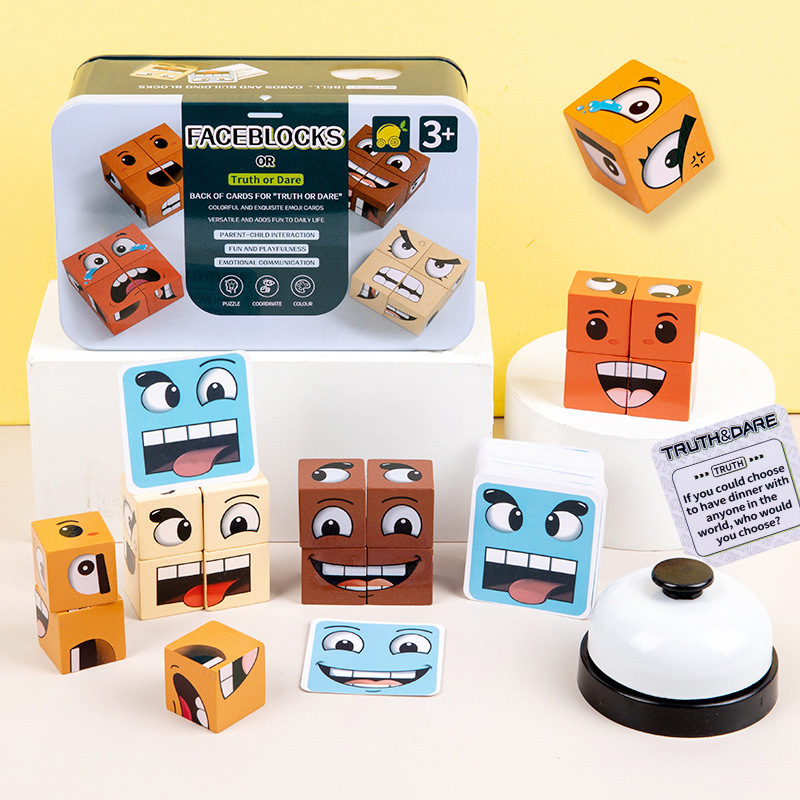 Picture of Children's Color Face-changing Rubik's Cube Building Block Toy Jigsaw Puzzle Block Logical Thinking Training Fun Educational Wooden Toys