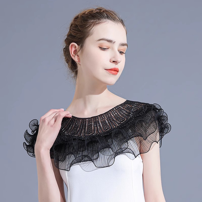 Summer Skirt Shawl Outer Strap Sunscreen Cardigan All-match Top Jacket Women's Black Thin Lace Waistcoat