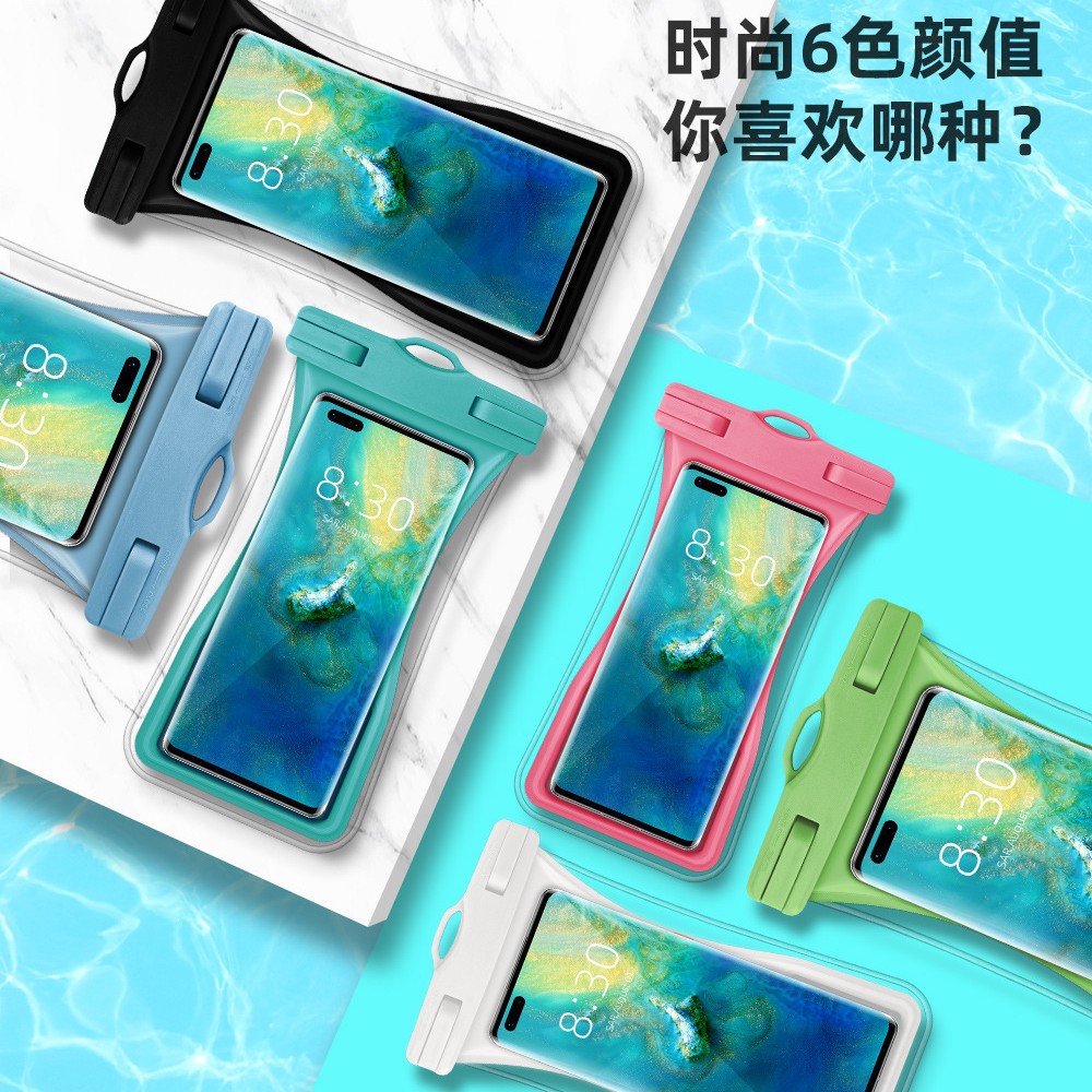 Mobile phone waterproof bag, touch-screen swimming cover, snorkeling and rafting equipment, transparent floating seal bag for underwater shooting
