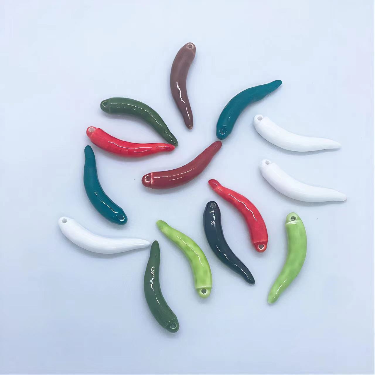 Ceramic beads red pepper car pendant DIY loose beads beaded handmade bracelet pendant Accessories Wholesale