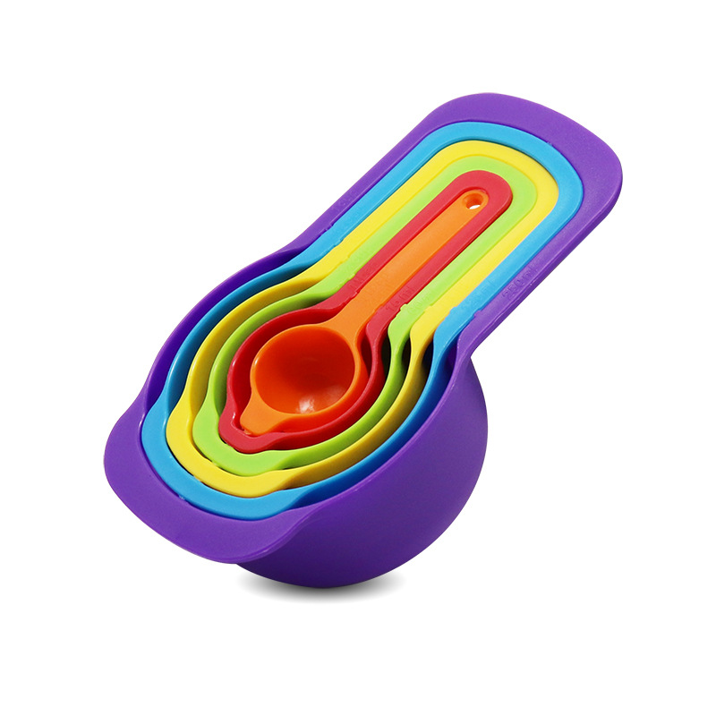 Spot baking rainbow measuring spoon set with scale measuring spoon plastic measuring spoon flour baking spoon color measuring cup