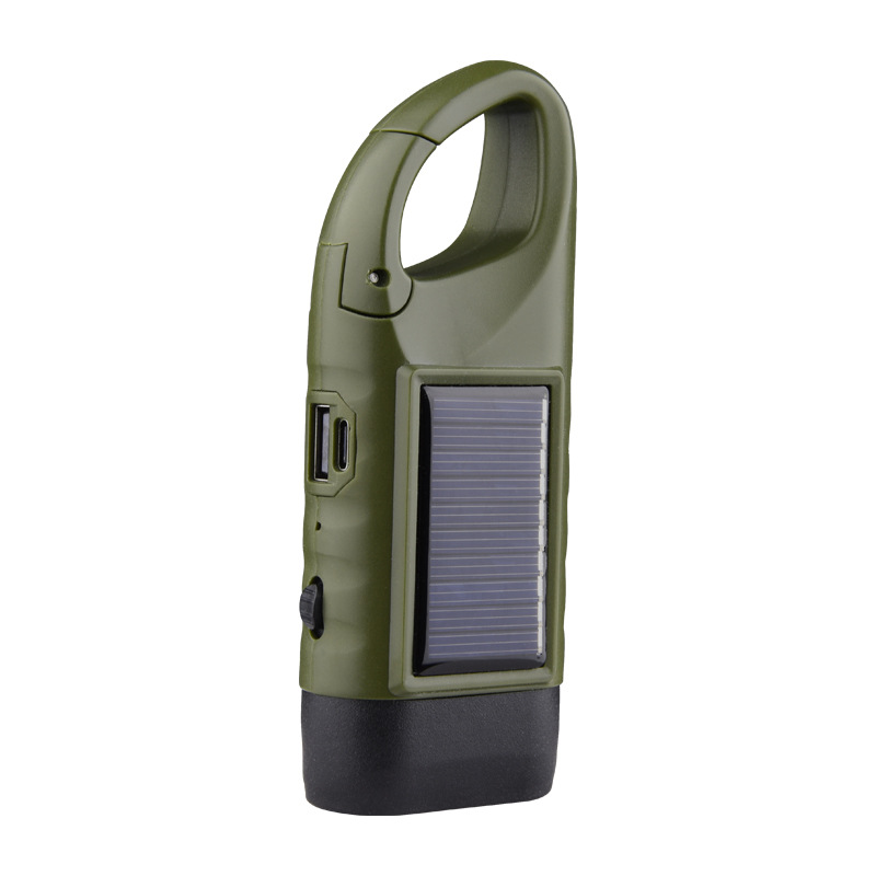 Picture of Solar hand-cranked flashlight multifunctional camping power emergency led emergency light outdoor lighting power generation flashlight