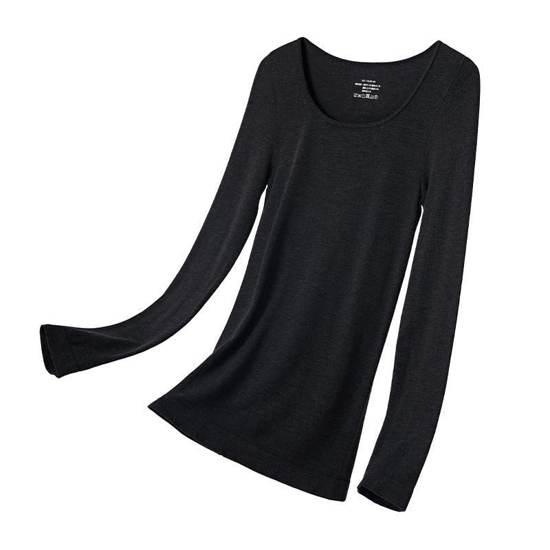 Picture of 2022 Autumn and Winter Sheep Wool Velvet Heating Fiber Thermal Underwear Women's Crewneck Small Collar Slim-fit Autumn Clothes