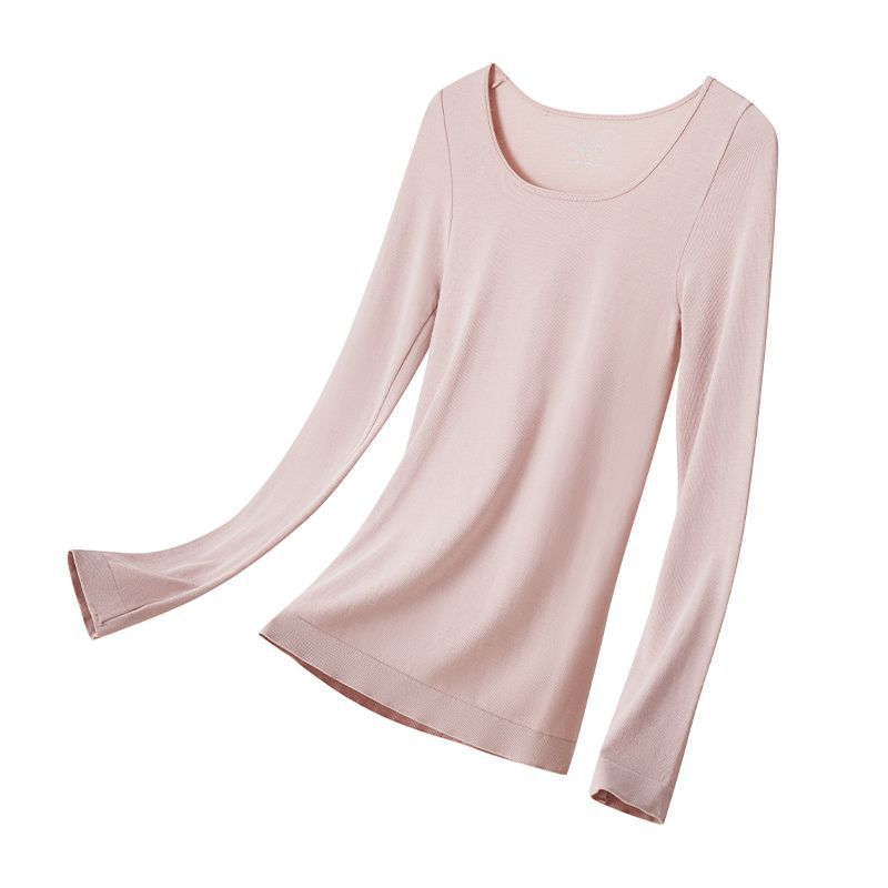 Picture of 2022 Autumn and Winter Sheep Wool Velvet Heating Fiber Thermal Underwear Women's Crewneck Small Collar Slim-fit Autumn Clothes
