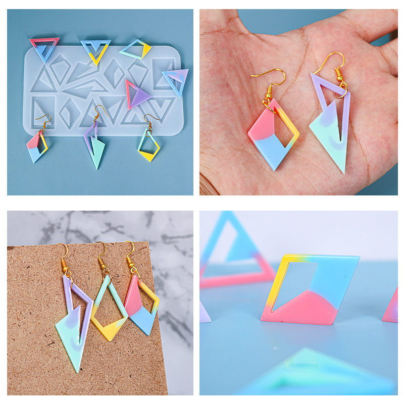 Picture of Glory drop mold diamond triangle earrings silicone mold Amazon resin hot push jewelry