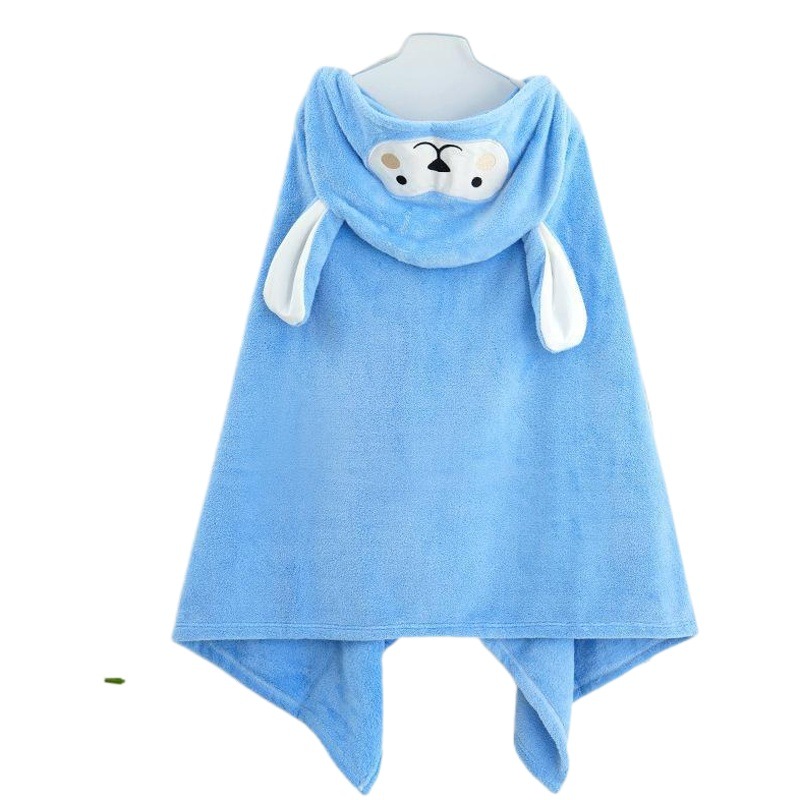 Children's bath towel cloak coral fleece quilt cartoon baby bathrobe hooded cloak cloak bath towel children's gift