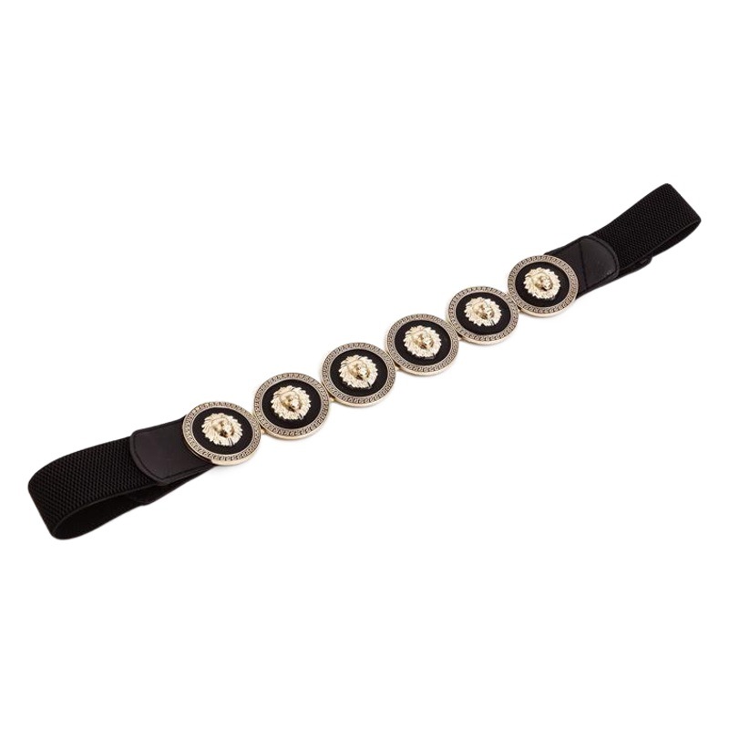 European and American Big Brand Queen Head Decorative Metal Waist Chain Women's Elasticated Belt Golden Waist Seal Dress