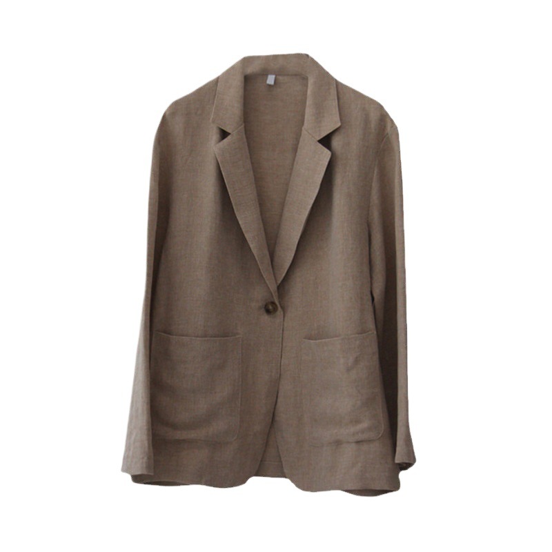 Picture of 2025 Spring New Korean Internet Celebrity Cotton and Linen Suit Jacket Women's Korean Style Loose Linen Small Suit British Style