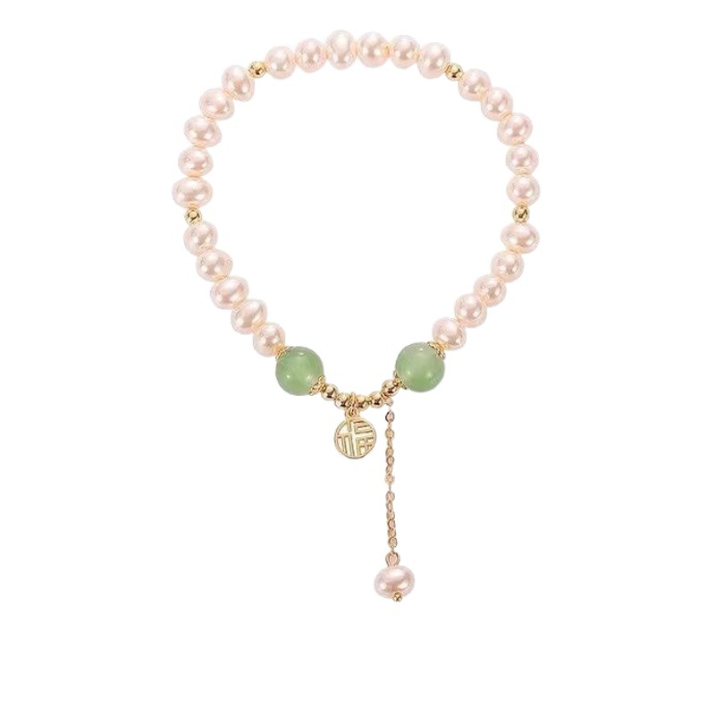 Bracelet New Chinese Pearl Female Niche Design Ins Style Green Bracelet Retro Chinese Style Jewelry Gift
