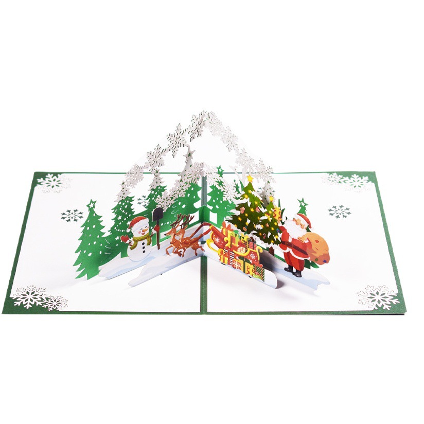 New Christmas greeting card creative 3D Amazon cross-border handmade holiday card Christmas Forest