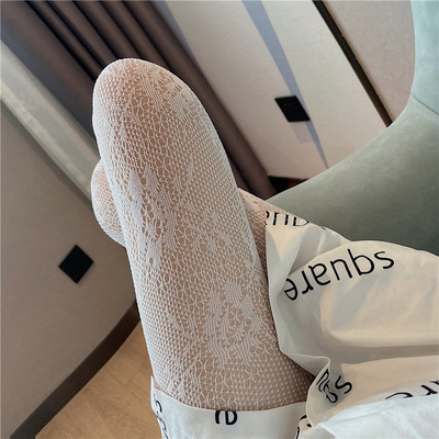 Picture of Internet Celebrating Halloween Nets Skull Spider Web Hollow Fishnet Stockings Pure White Silk Stockings Sexy Black Silk