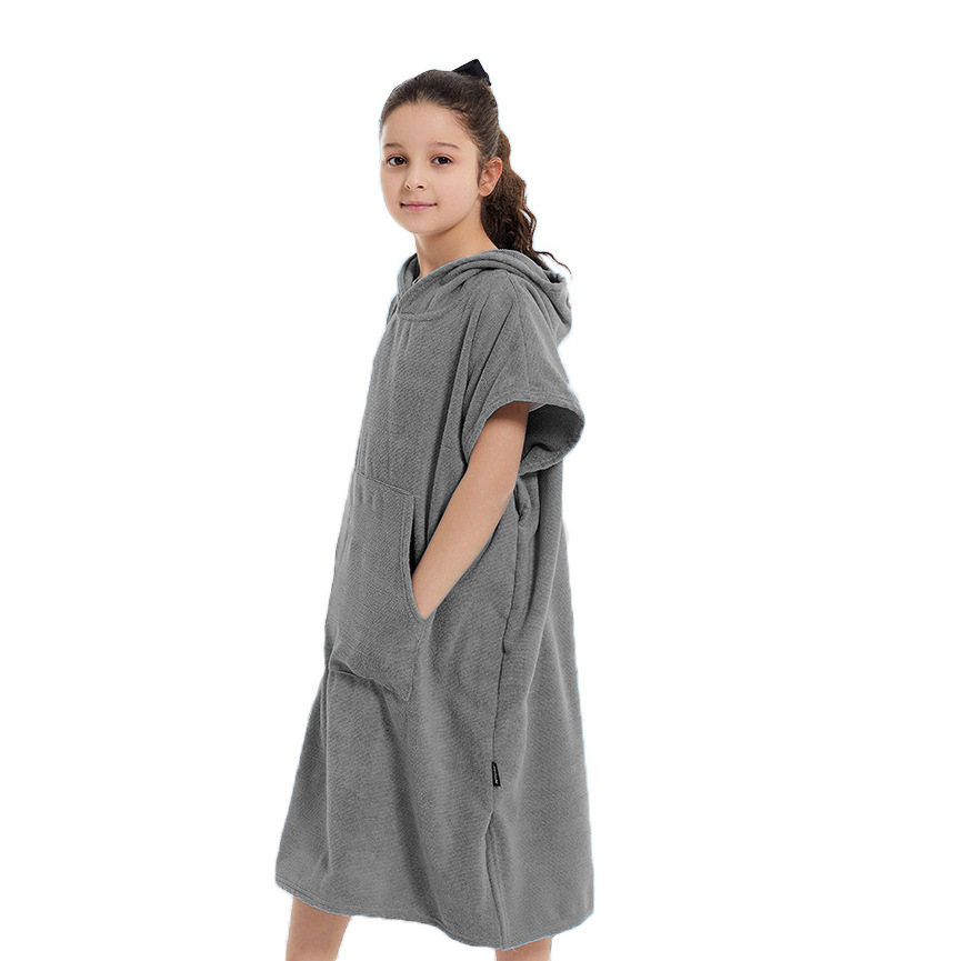 Picture of Children's Microfiber Hooded Bath Towel Poncho Beach Bathrobe Surf Changing Clothes Windproof Absorbent Swimming Cape Bathrobe