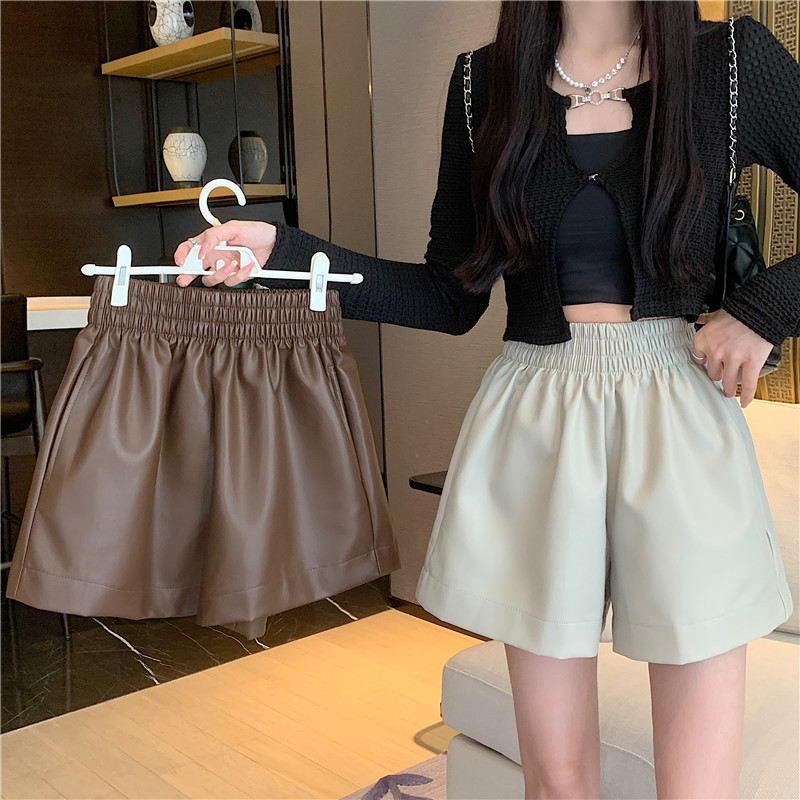 Slim-fit Puskin Pants Shorts Women's Outer-wear Boots Pants Black Winter Casual New High Waist A- line Wide-leg Pants