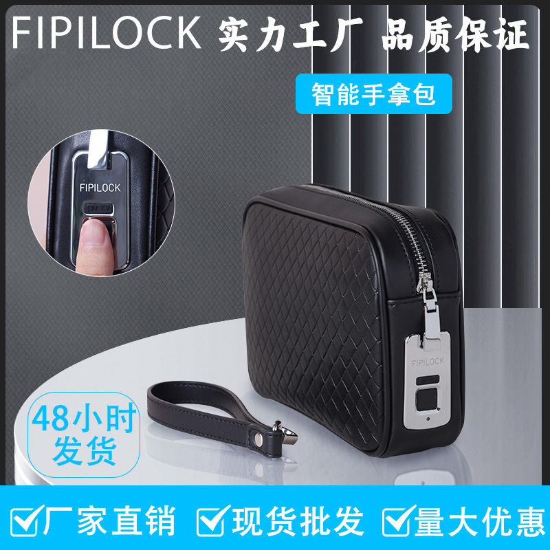Men's Genuine Leather Clutch Cross-border New Intelligent Anti-theft Multi-function Large Capacity High-end Men's Fingerprint Lock Bag