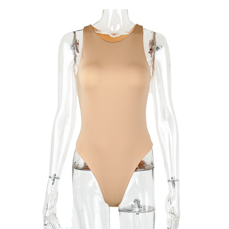 Picture of 2025 Summer New Amazon Women's European and American Tight Sleeveless Top Double Layer Vest Jumpsuit Bodysuit